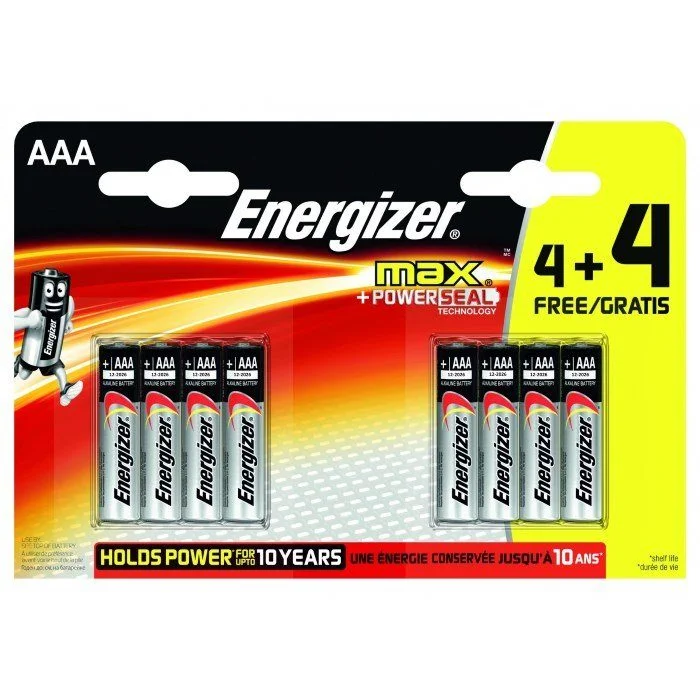 8 Piles Alcaline Energizer Power AAA / LR03